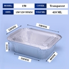 سازنده سفارشی یکبار مصرف مواد غذایی ورق آلومینیوم ظرف جعبه ناهار با پوشش 410ml 150 * 120 * 55mm