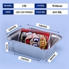 سازنده سفارشی یکبار مصرف مواد غذایی ورق آلومینیوم ظرف جعبه ناهار با پوشش 410ml 150 * 120 * 55mm