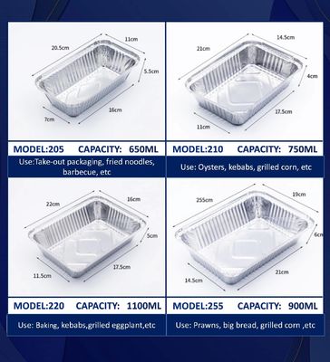 جعبه ناهار فویلی آلومینیومی مقاوم در برابر حرارت با آلیاژ 8011 و فرآیند مهر زنی برای بسته بندی مواد غذایی یکبار مصرف